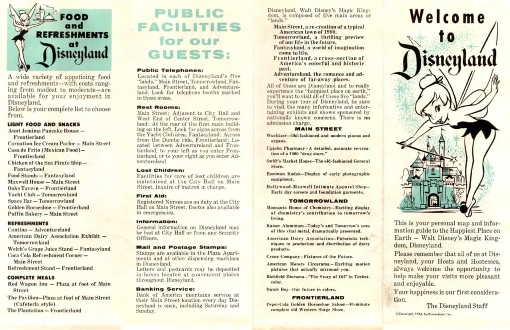 Disneyland Map Guide 1956