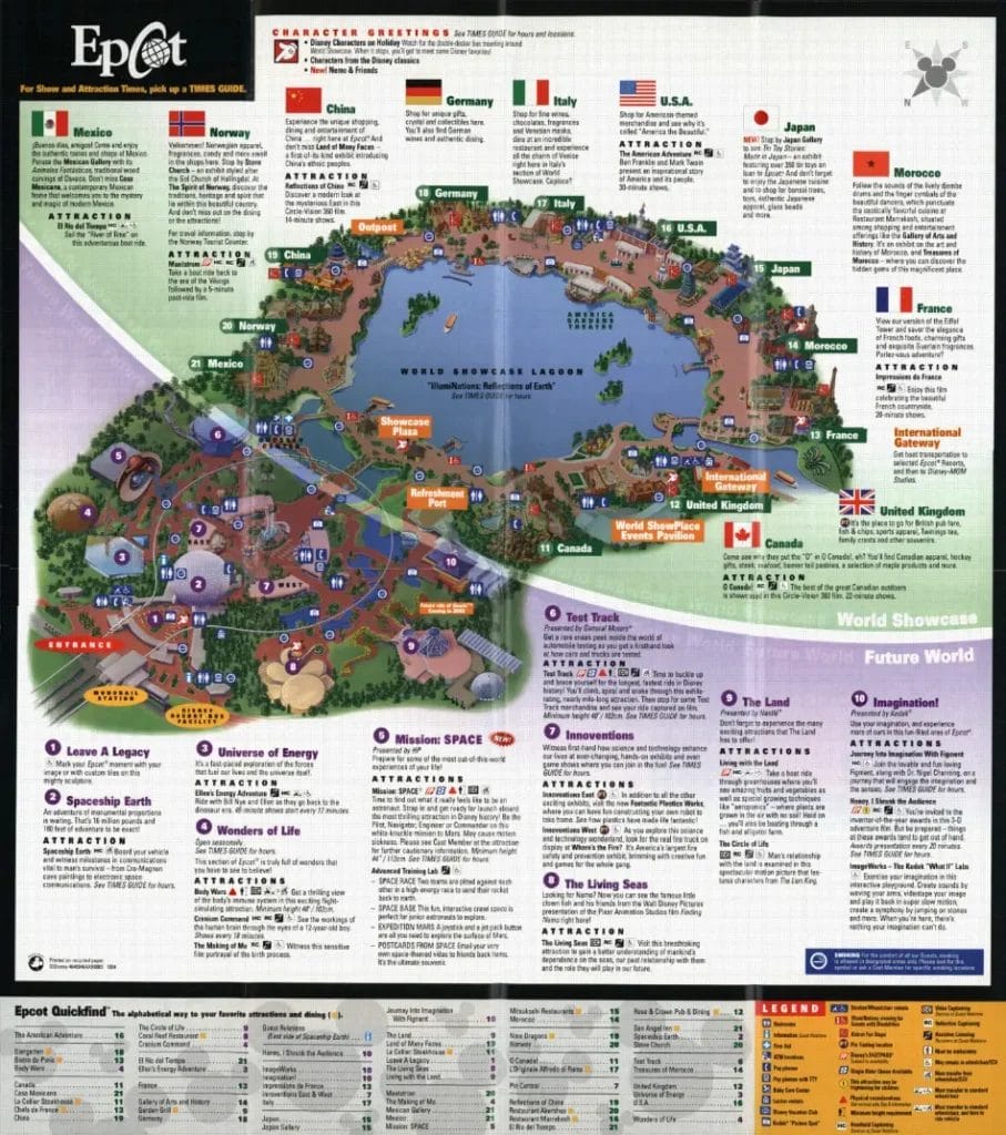 Epcot Map and Brochure (1987 - 2024) | ThemeParkBrochures.net