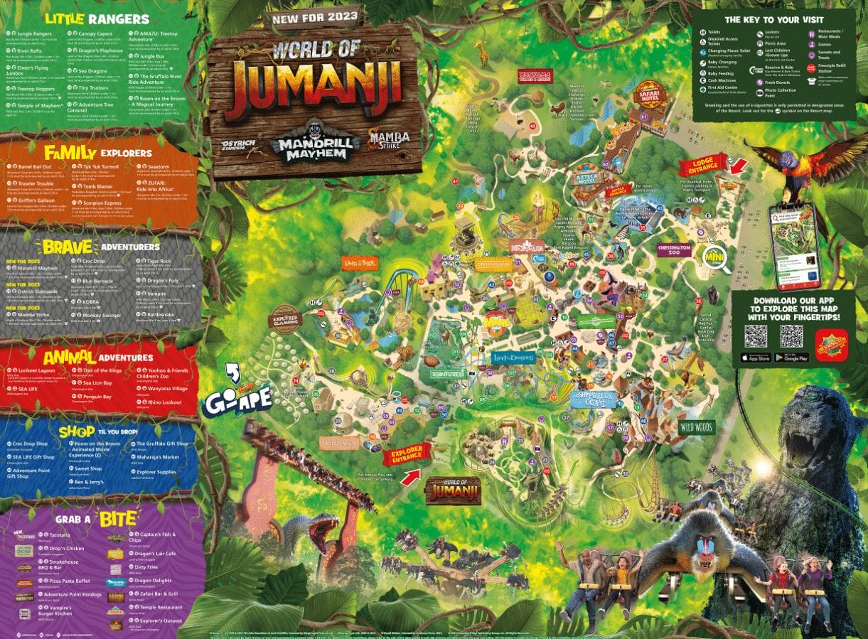 Chessington World of Adventures Resort Map and Brochure (1980 2024