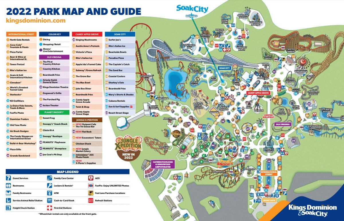 Kings Dominion Map and Brochure (1978 2025)