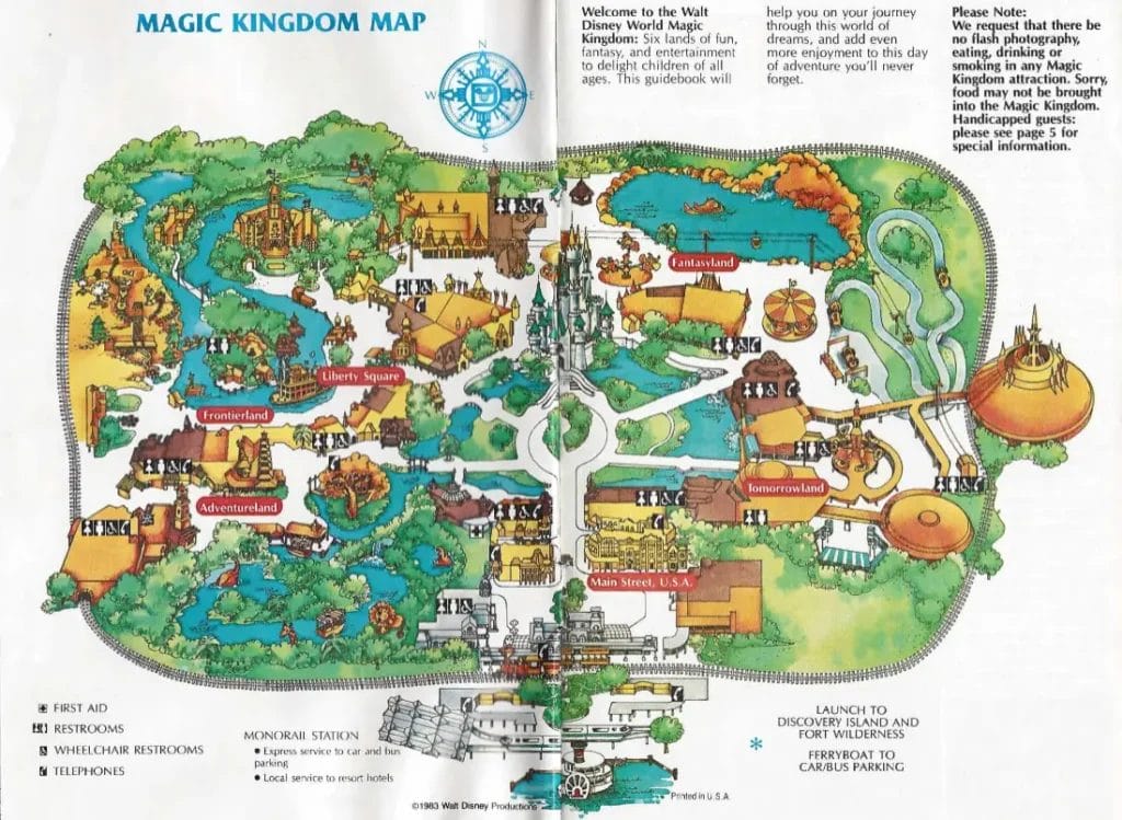 Magic Kingdom Map 1983