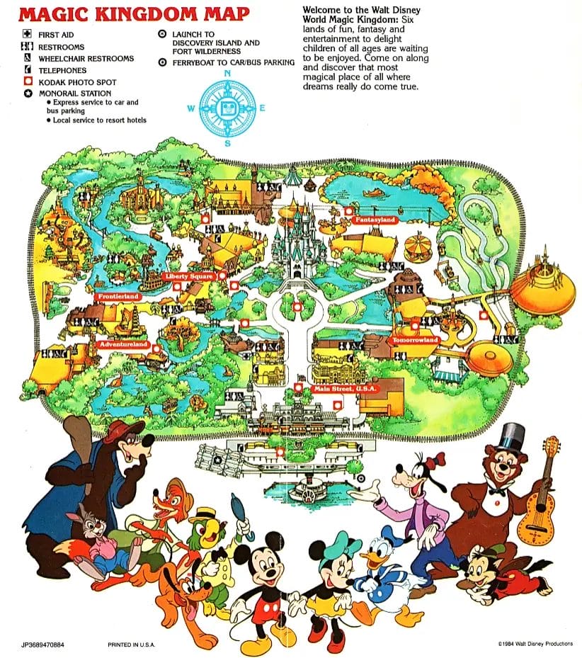 Magic Kingdom Map 1984