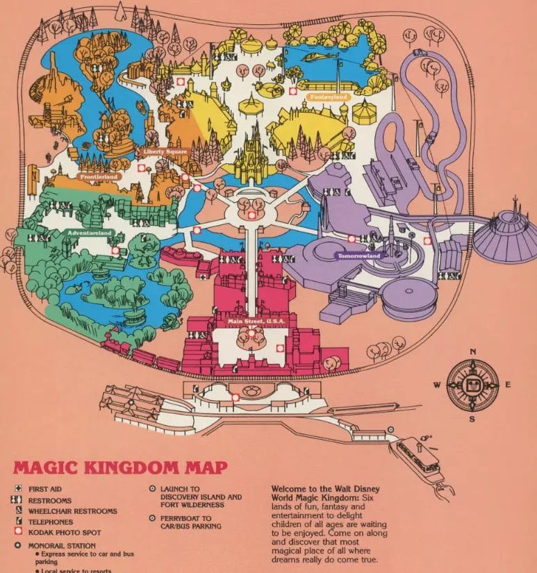 Magic Kingdom Map 1985
