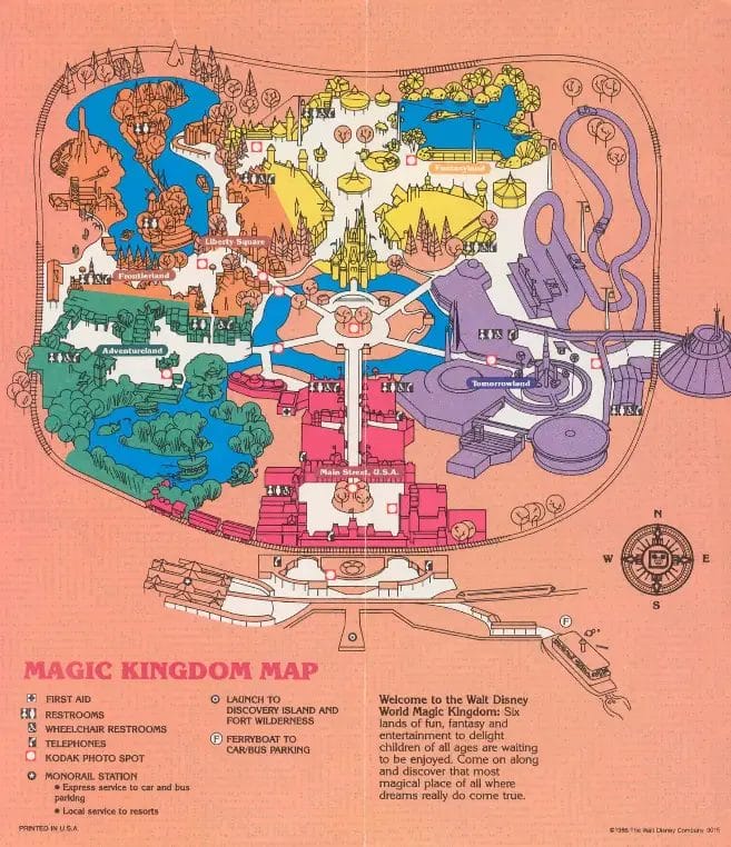 Magic Kingdom Map 1986