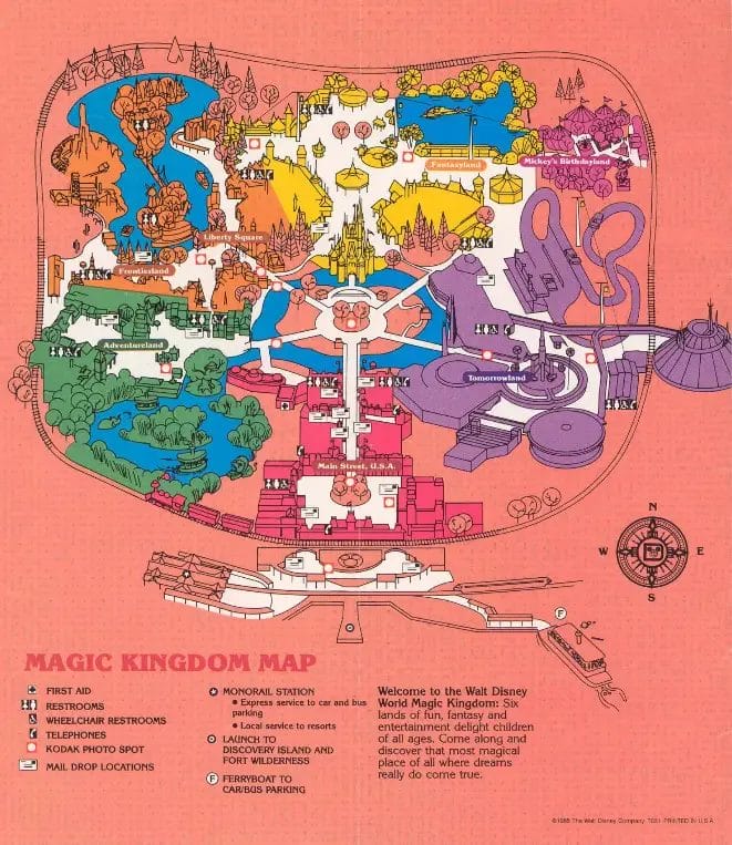 Magic Kingdom Map 1988