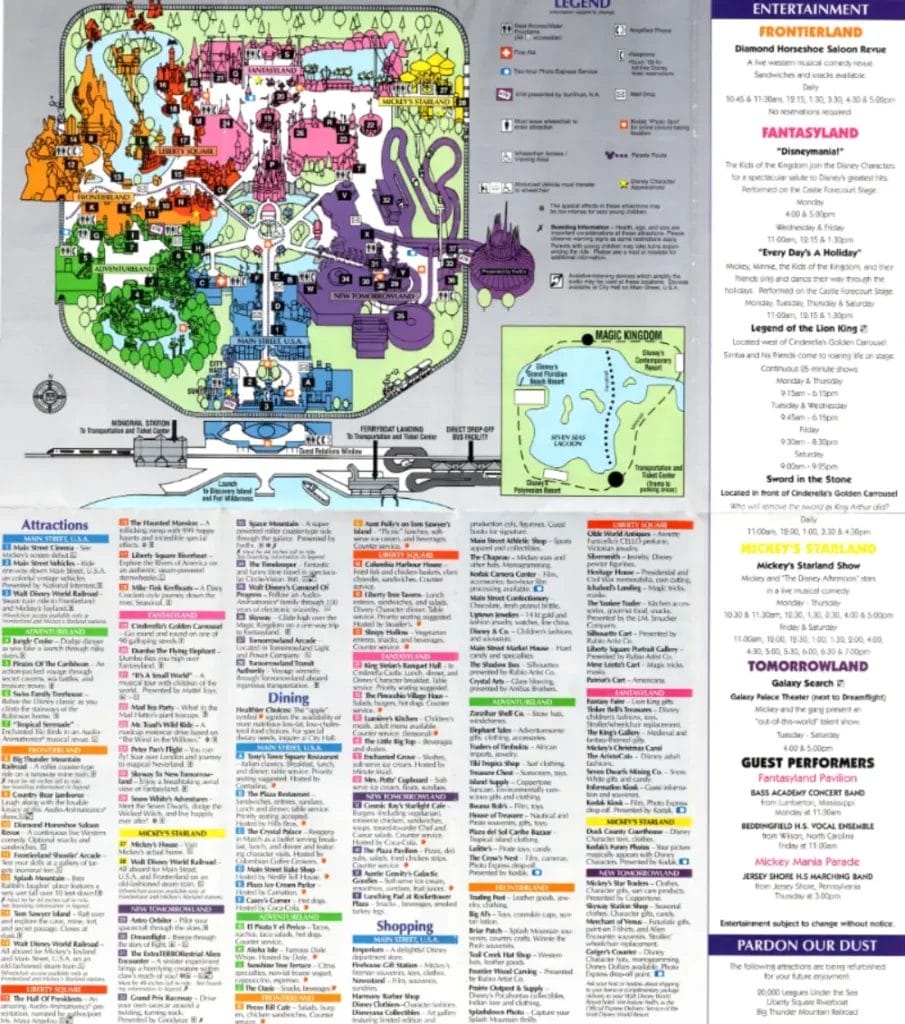 Magic Kingdom Map 1996