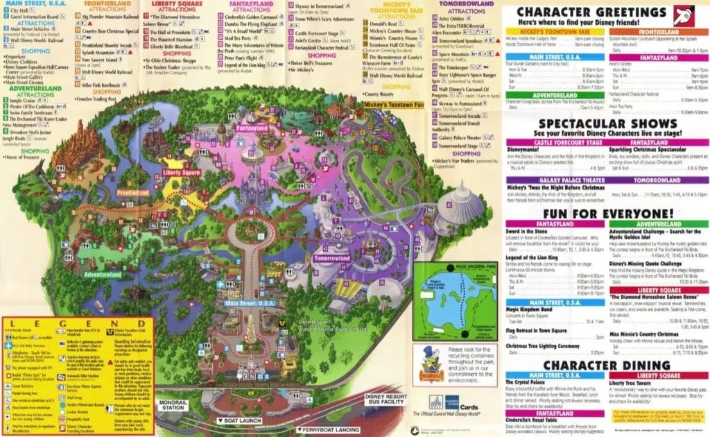 Magic Kingdom Map 1998