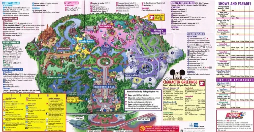 Magic Kingdom Map 1999