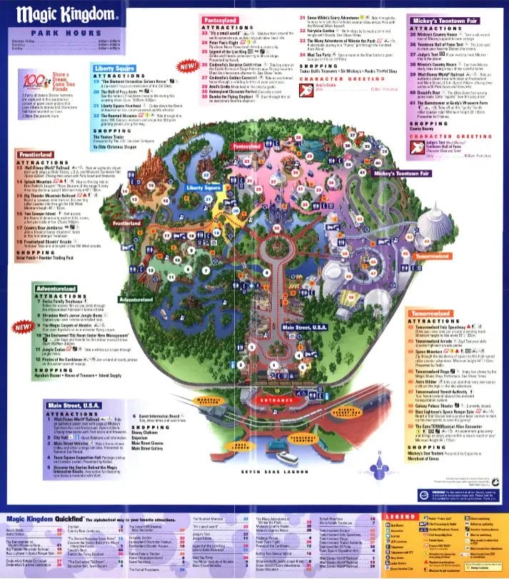 Magic Kingdom Map 2001