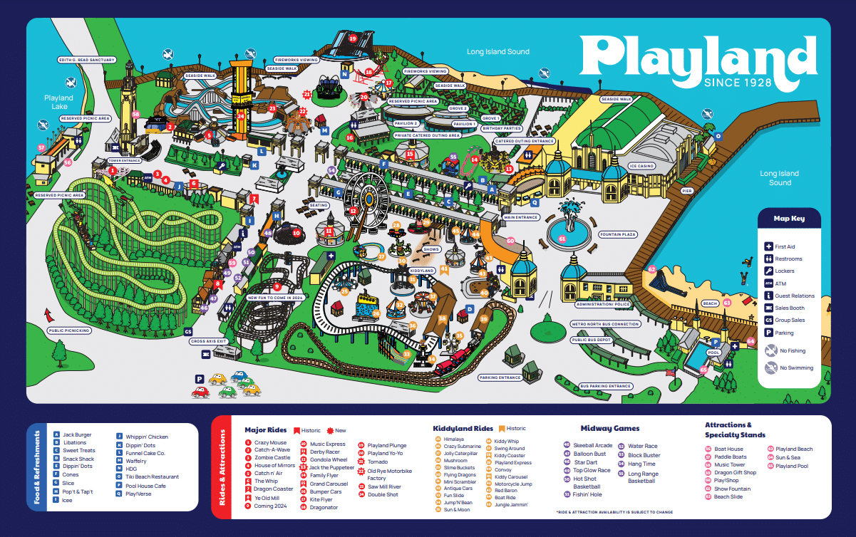 Playland Map and Brochure (1981 - 2023) | ThemeParkBrochures.net