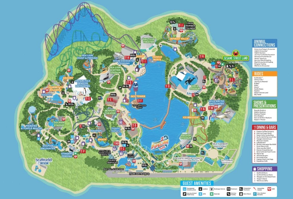 SeaWorld Orlando Map 2023