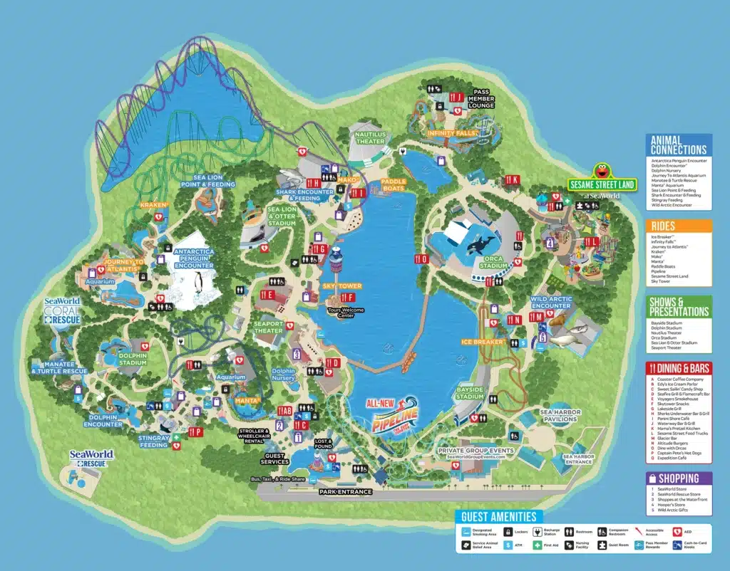 SeaWorld Orlando Map 2024
