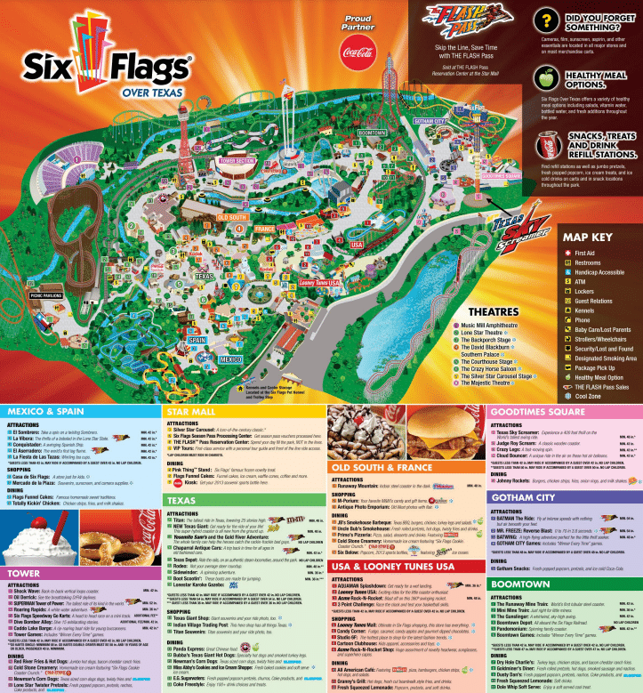 Six Flags Over Texas Map and Brochure - Six Flags Over Texas 2013