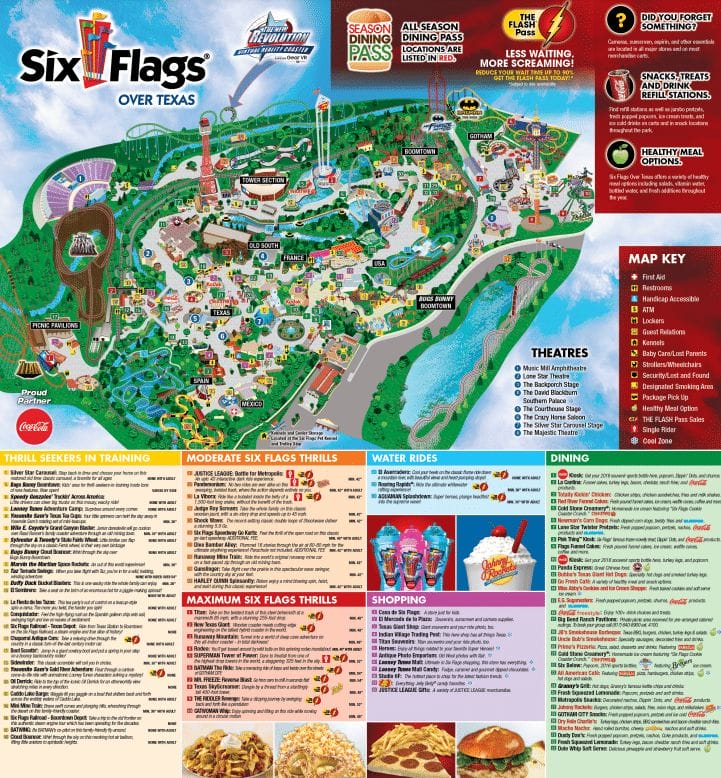 Six Flags Over Texas Map and Brochure - Six Flags Over Texas 2016