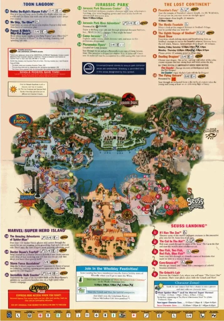 Universal Islands of Adventure Map and Brochure (2024 - 1999 ...