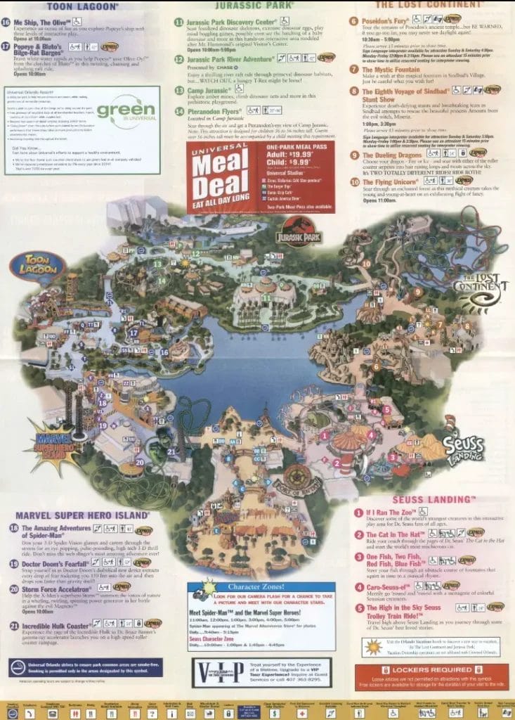 Universal Islands of Adventure Map and Brochure (2024 - 1999 ...