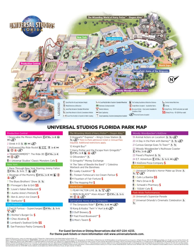 Universal Studios Florida 2019 Maps