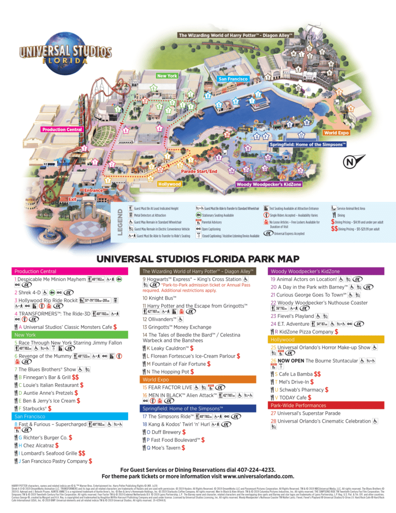 Universal Studios Florida 2020 Map