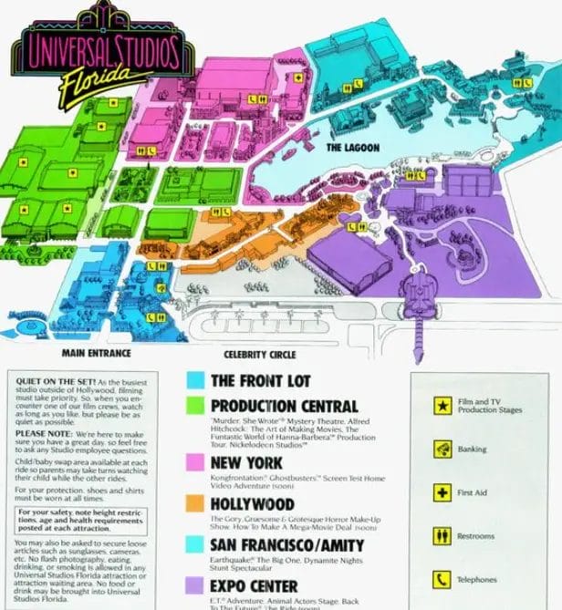 Universal Studios Florida Map 1994
