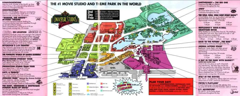 Universal Studios Florida Map 1995