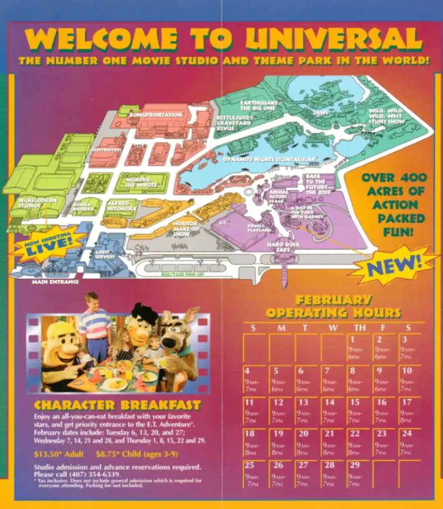 Universal Studios Florida Map 1996