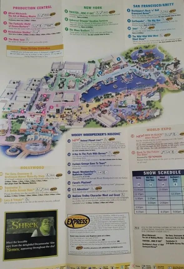 Universal Studios Florida Map 2001