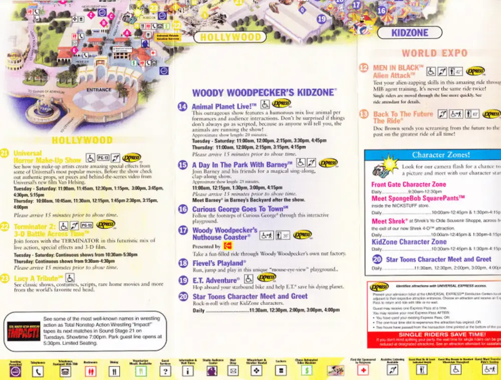 Universal Studios Florida Map 2004
