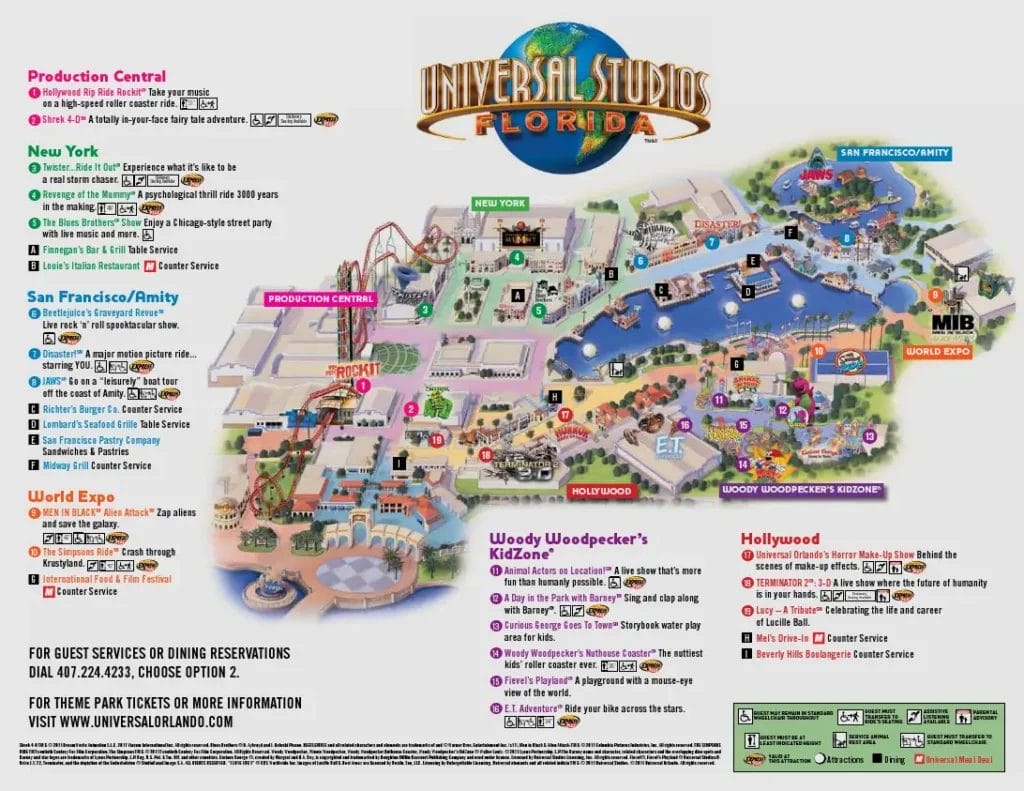 Universal Studios Florida Map 2011