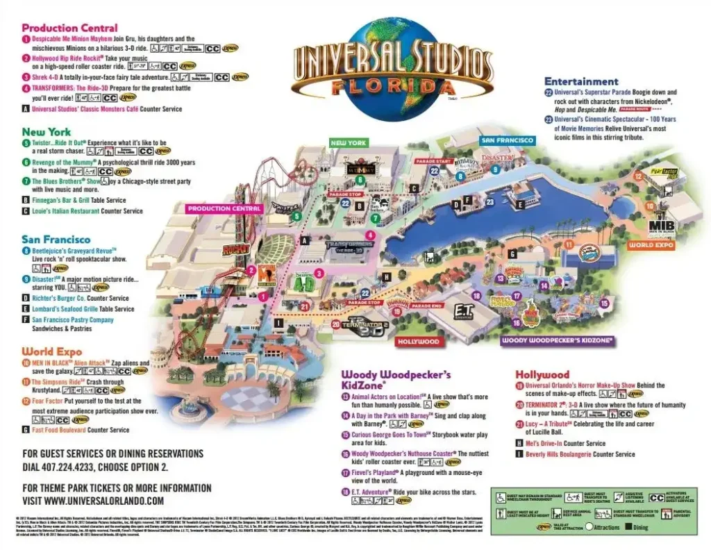 Universal Studios Florida Map 2012