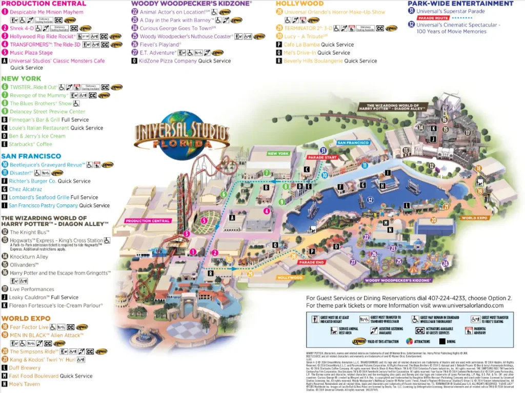 Universal Studios Florida Map 2014