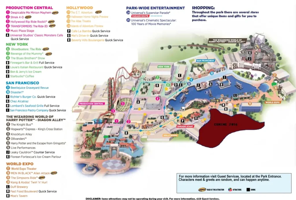 Universal Studios Florida Map 2015