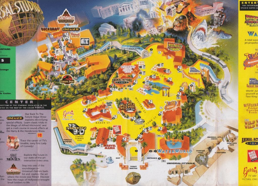 Universal Studios Hollywood Map 1998