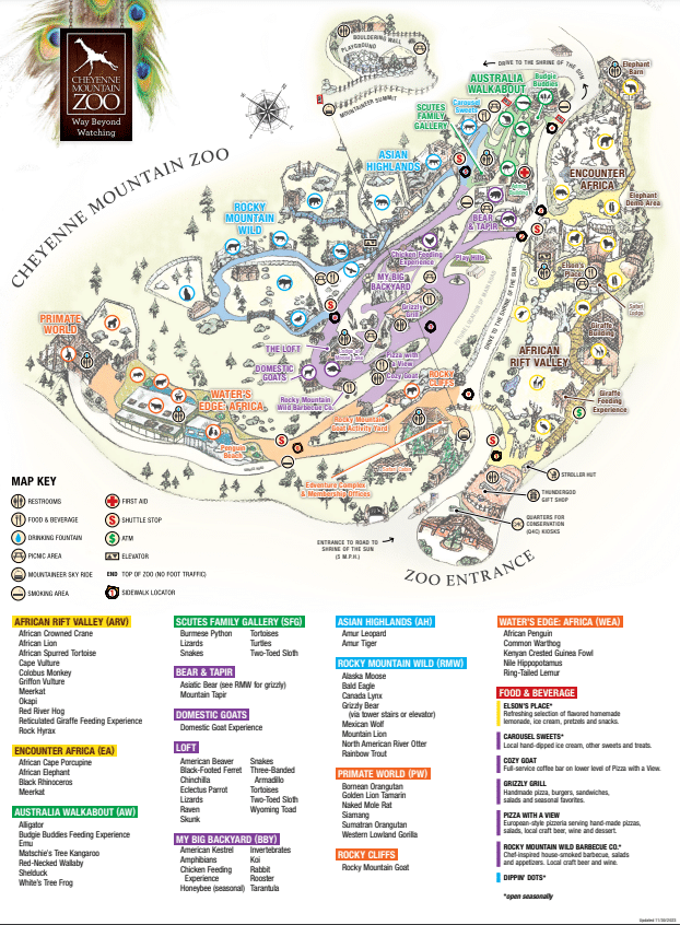 Cheyenne Mountain Zoo Map and Brochure (2022 – 2024)
