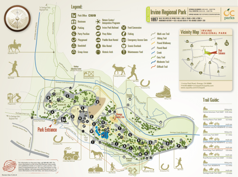 Irvine Regional Park Map and Brochure (2022 – 2023)