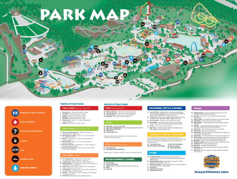 Magic Springs Theme and Water Park Map and Brochure (2023)