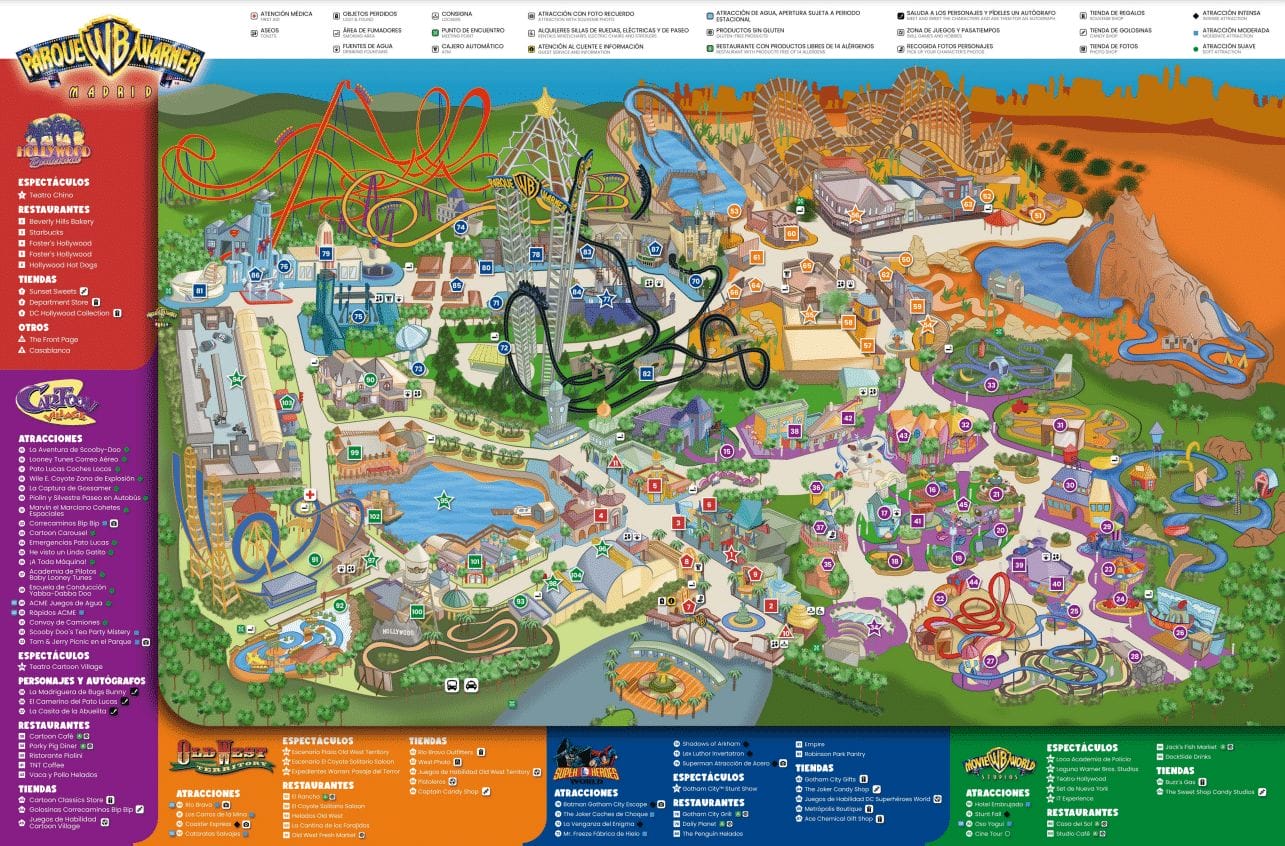 Parque Warner Madrid Map and Brochure (2021 - 2023)