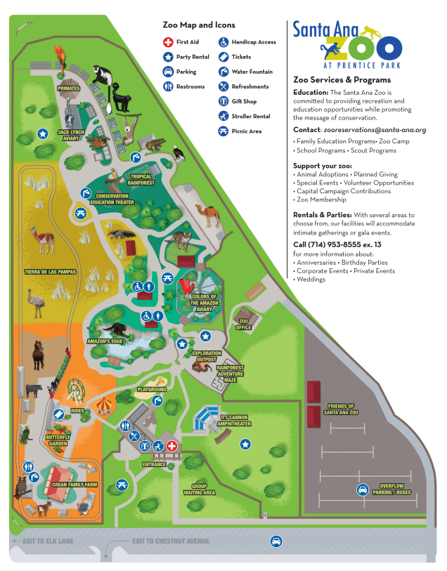Santa Ana Zoo Map and Brochure (2023)