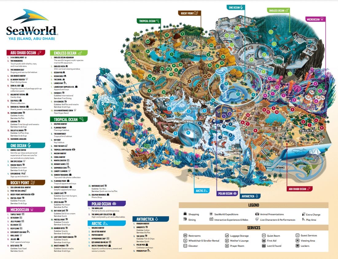 SeaWorld Abu Dhabi Map and Brochure (2023 - 2024) | ThemeParkBrochures.net