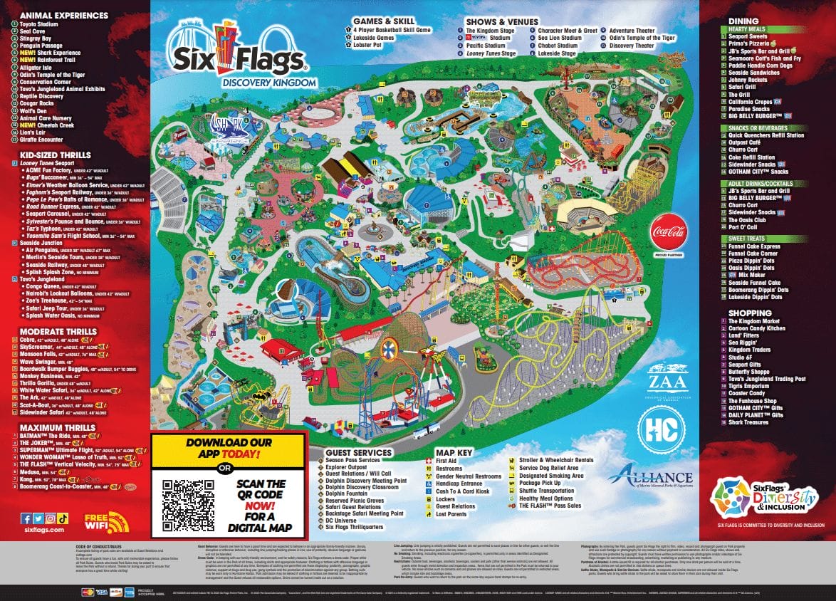 Six Flags Discovery Kingdom Map and Brochure (2022 - 2023 ...