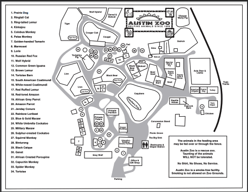 Austin Zoo Map and Brochure (2016 - 2021) | ThemeParkBrochures.net