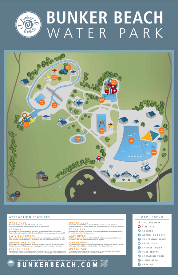 Bunker Beach Water Park Map and Brochure (2021 – 2023)