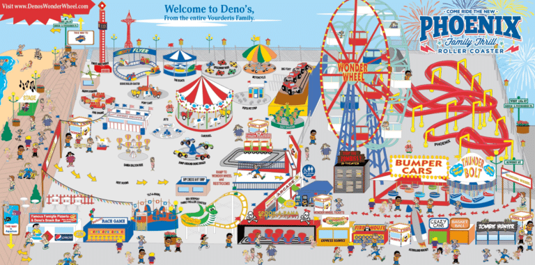 Deno’s Wonder Wheel Amusement Park Map and Brochure (2018 – 2022)