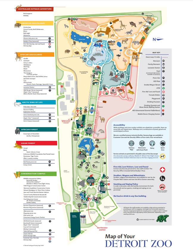 Detroit Zoo Map and Brochure (2019 2023)