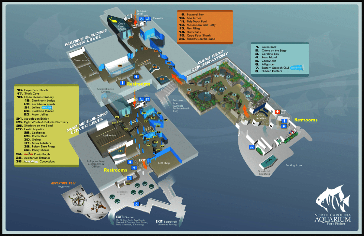 North Carolina Aquariums Fort Fisher Map and Brochure (2019 2023