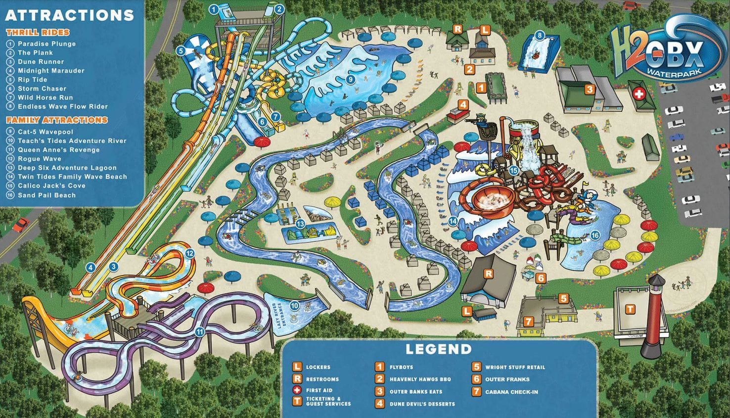 H2OBX Waterpark Map and Brochure (2017 - 2023) | ThemeParkBrochures.net