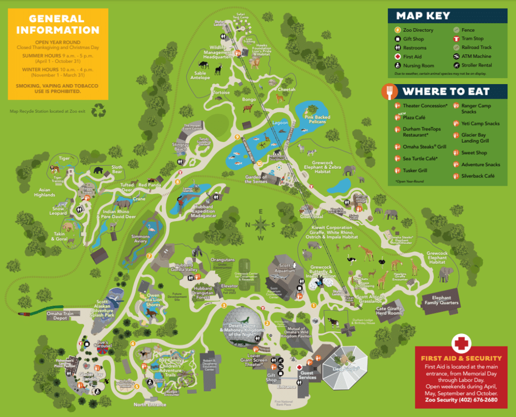 Omaha's Henry Doorly Zoo and Aquarium Map and Brochure (2019 2023
