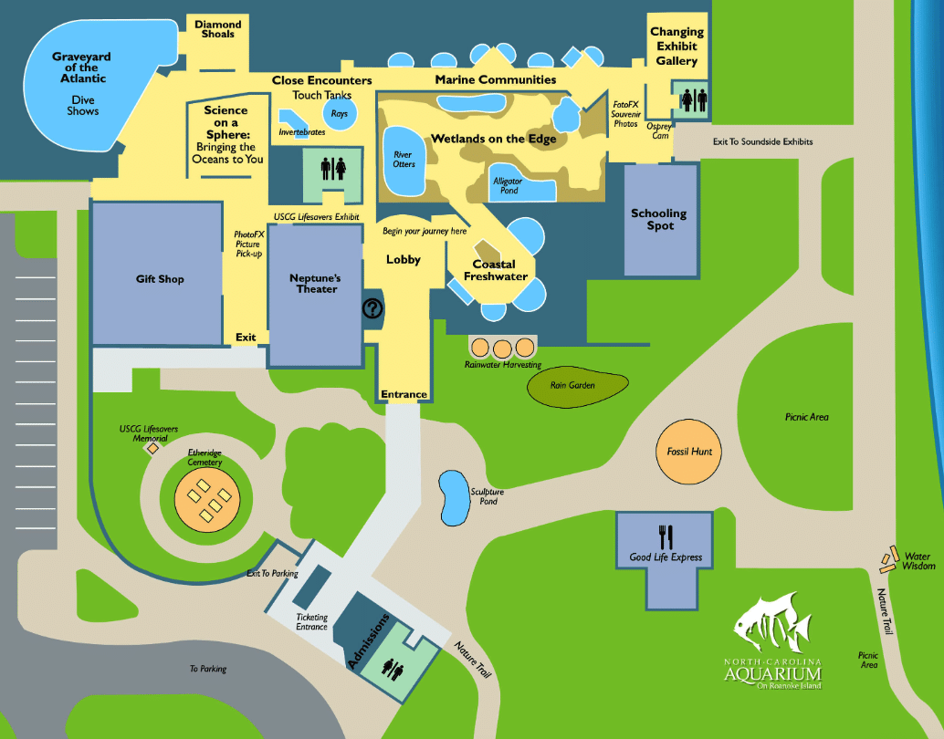 North Carolina Aquariums Roanoke Island Map and Brochure (2015 2023
