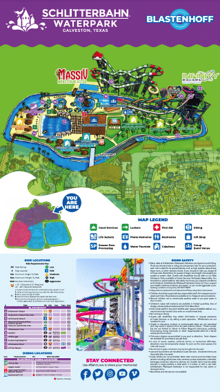 Schlitterbahn Galveston Island Map and Brochure (2017 - 2023 