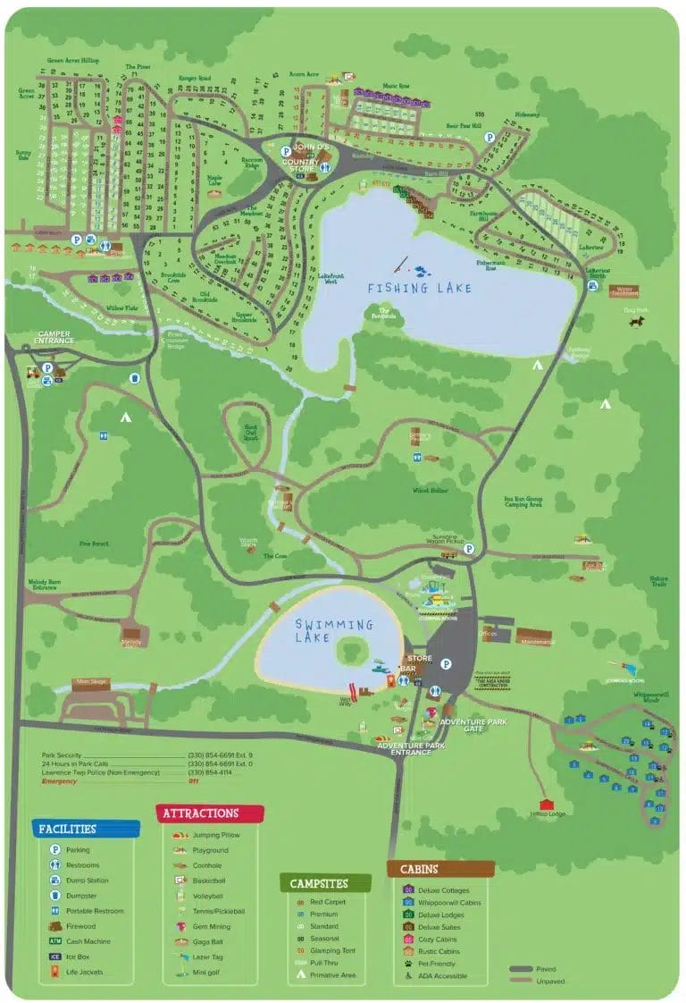 Clay’s Resort Jellystone Park Map and Brochure (2022 – 2023)