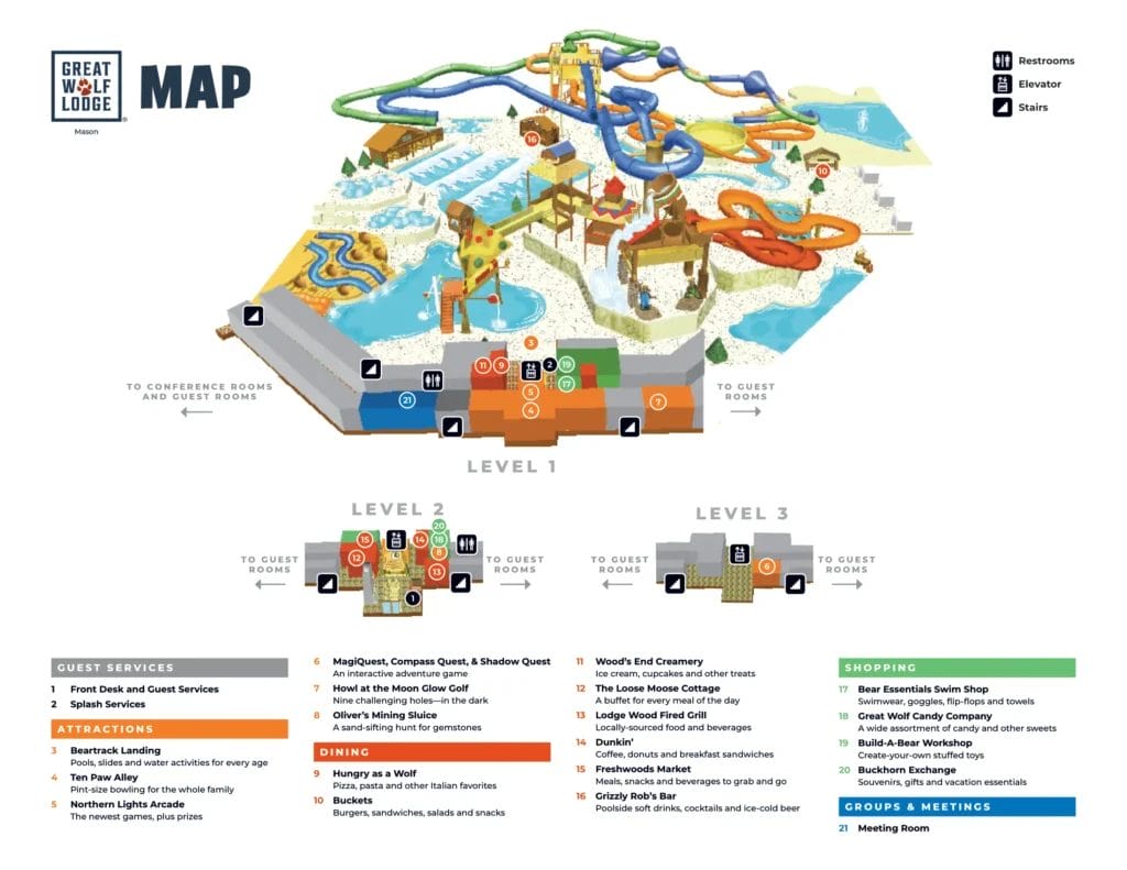 Great Wolf Lodge Water Park - Mason Map 2023